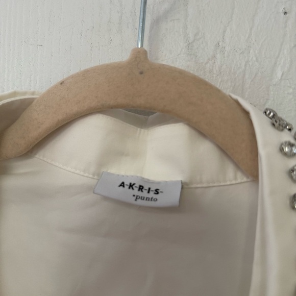 Button-Up Shirt with Detachable Rhinestone Stud Collar by Akris Punto -Sz 4- - Picture 5 of 12